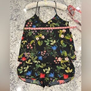 Maison du Soir black floral sleep set cami (Sz M) and short (Sz L)